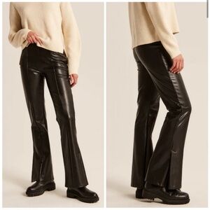Abercrombie & Fitch Vegan Leather Flare Split Leg Pant - Extra Small Short